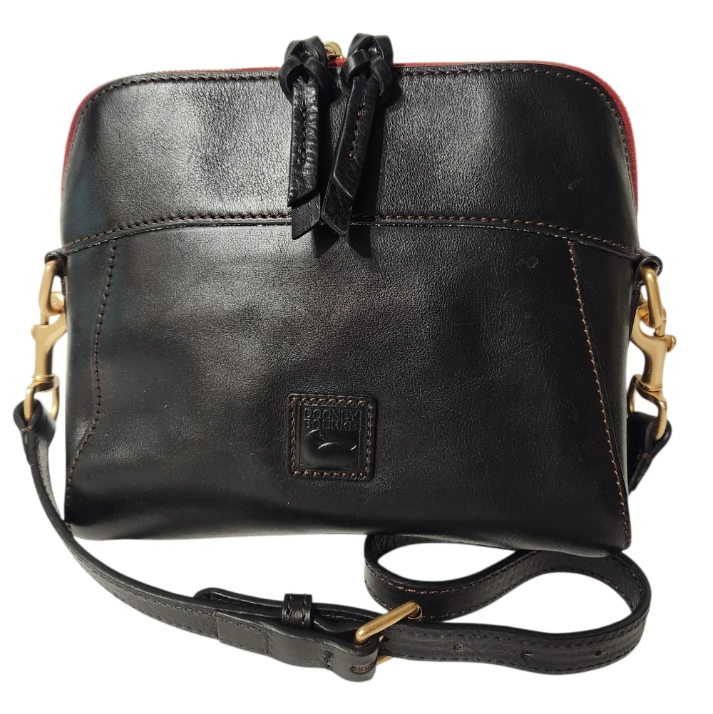 Dooney & Bourke Florentine Cameron Black Vacchetta Leather Crossbody Bag EUC!!